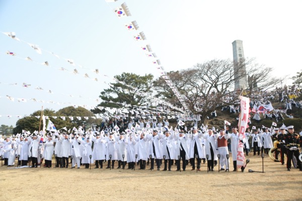 ▲ 제100주년 3.1운동 기념식 행사가 3월 1일 오전 조천 만세동산에서 개최됐다. ©Newsjeju