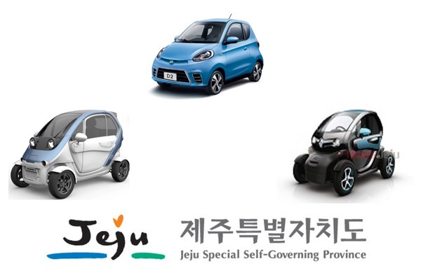 ▲ 초소형전기차 모델. 왼쪽부터 다니고(DANIGO), D2, 트위지(TWIZY). ©Newsjeju