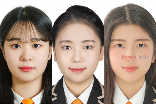 ▲ 왼쪽부터 김묘정, 문주현, 이지현 학생. ©Newsjeju