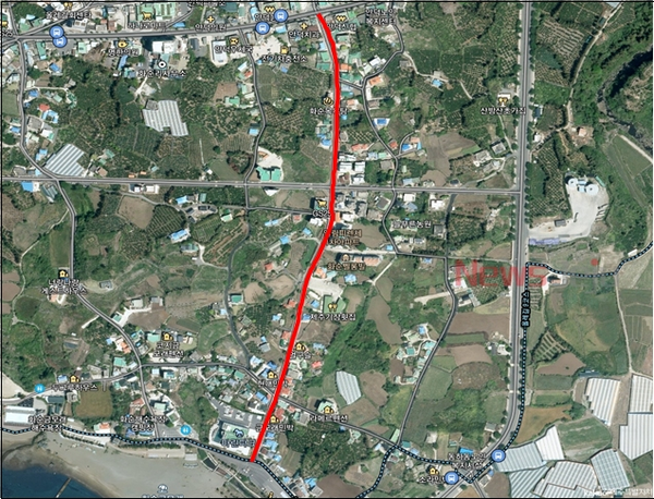 ▲ 안덕(중로2-5-2호선) 도시계획도로 개설사업(L=0.71㎞, B=15m) 위치도. ©Newsjeju
