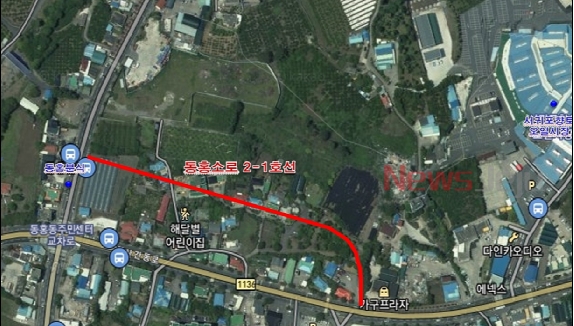 ▲ 동홍도시계획도로(소로 2-1호선) 개설사업 위치도. ©Newsjeju