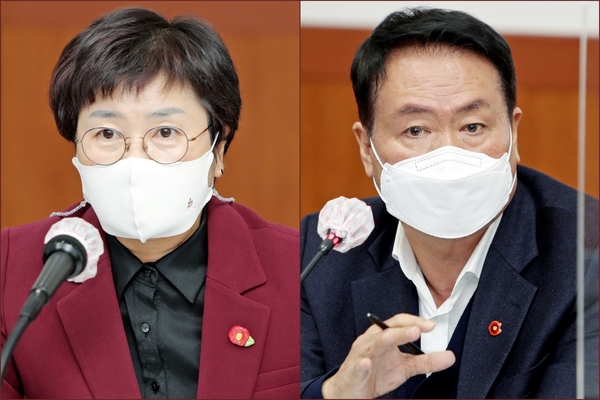 ▲ 강성의 위원장과 김희현 의원. ©Newsjeju