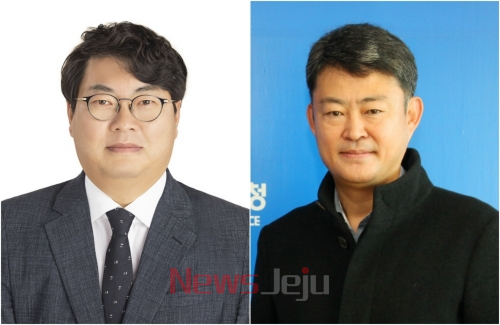 ▲ 사진 왼쪽부터) 김항년, 오태욱 총경 승진 발표자 ©Newsjeju
