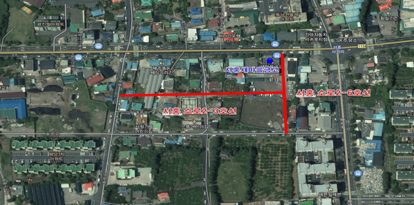 ▲ 서홍동 도시계획도로(소로2-3, 2-6호선) 공사구간 위. ©Newsjeju