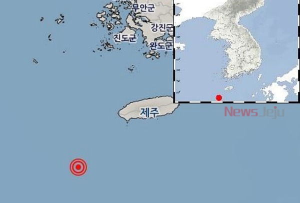 ▲ 31일 오후 제주 해역에서 규모 3.8 지진이 감지됐다 / 기상청 홈페이지 갈무리 ©Newsjeju