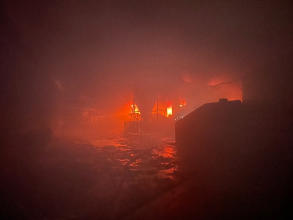 ▲21일 조천읍 양돈장에서 발생한 화재. 제주소방안전본부 제공. ©Newsjeju